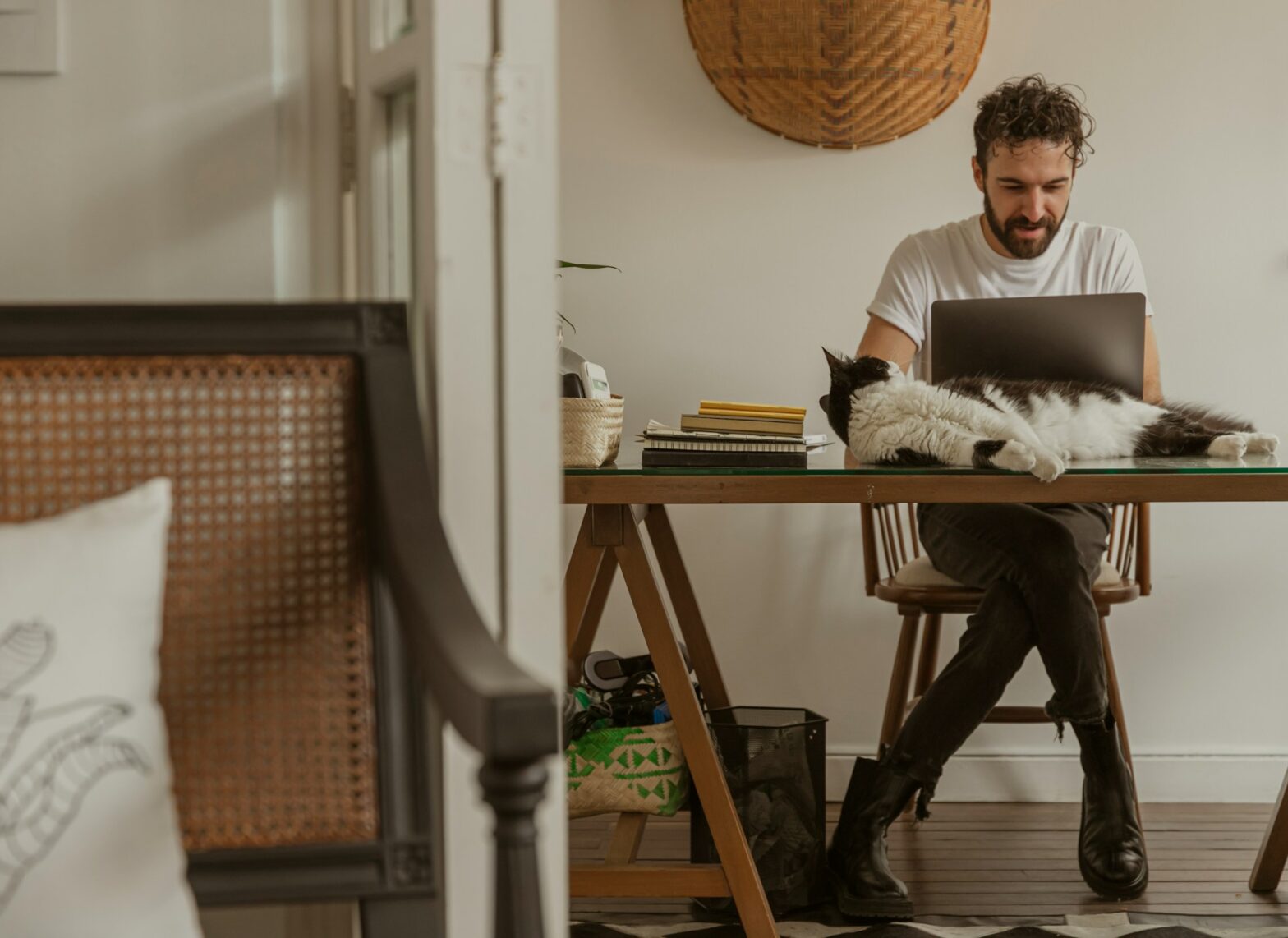 A man sitting at a desk