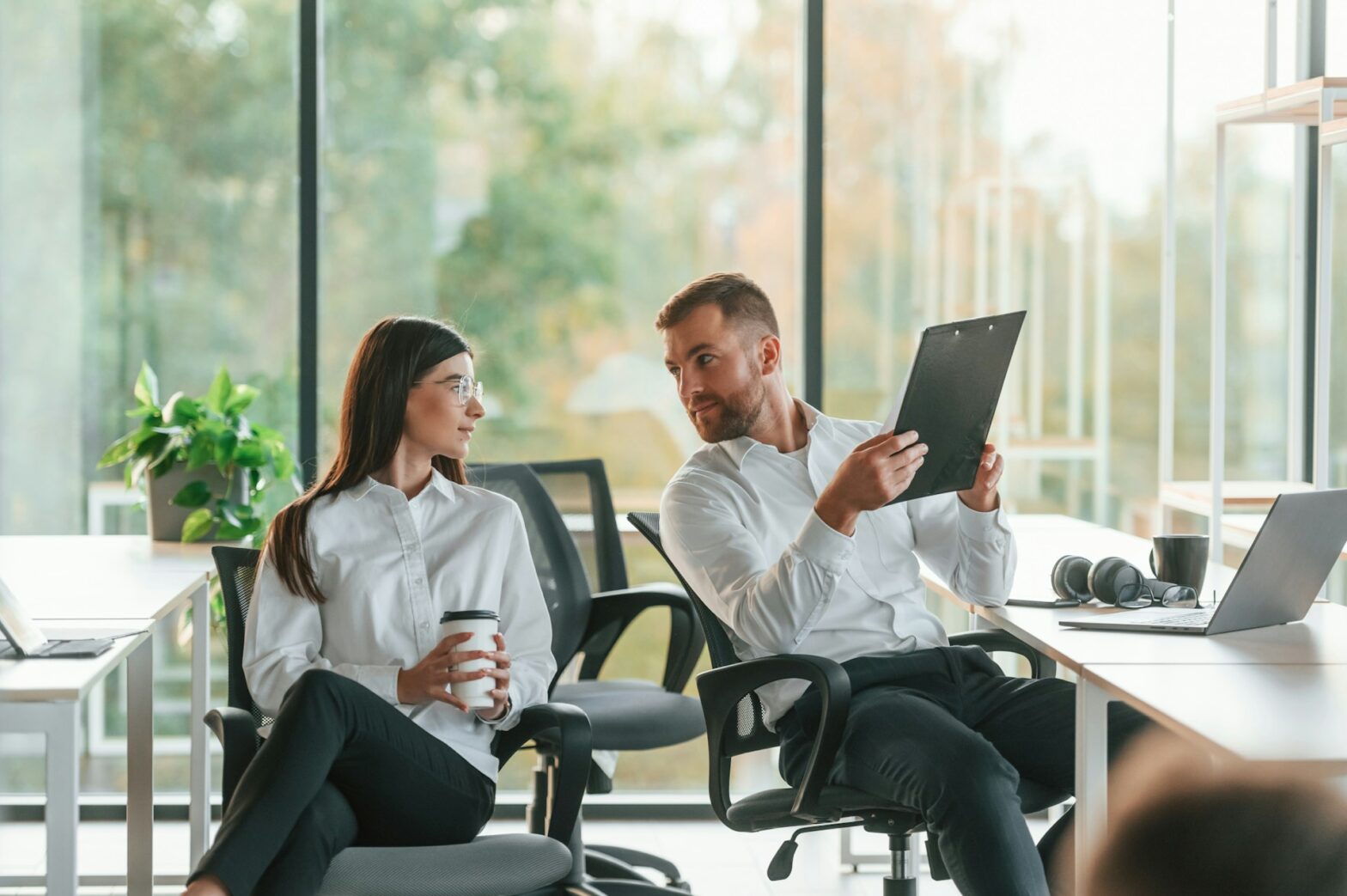 Man and woman talking