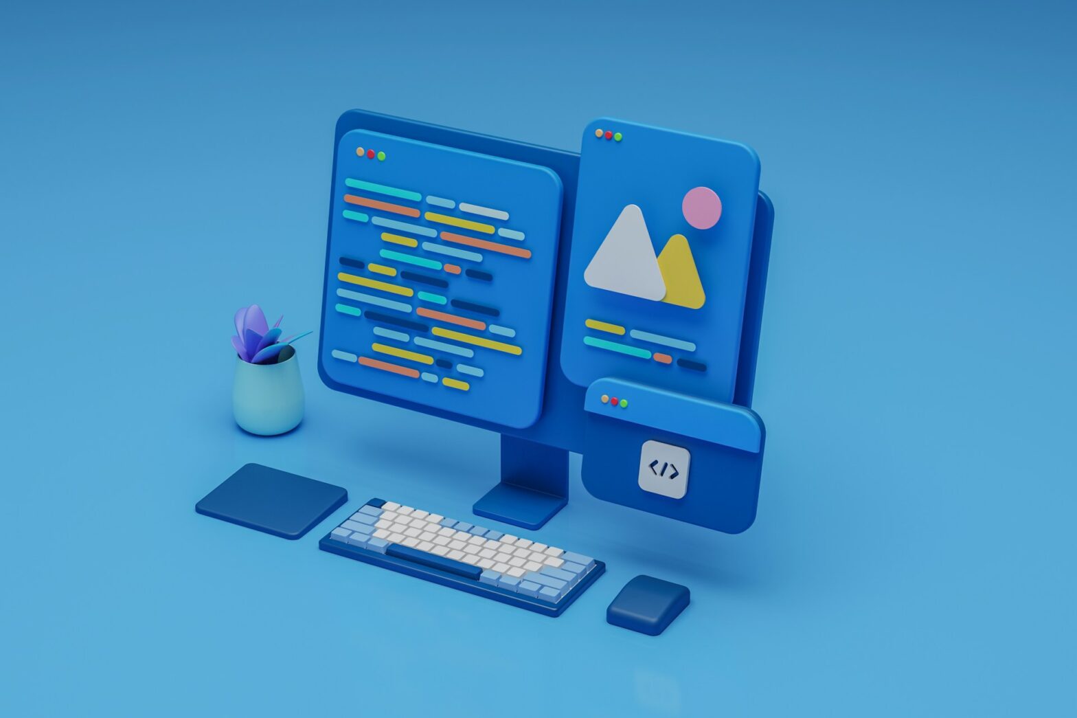 A 3d art of a computer