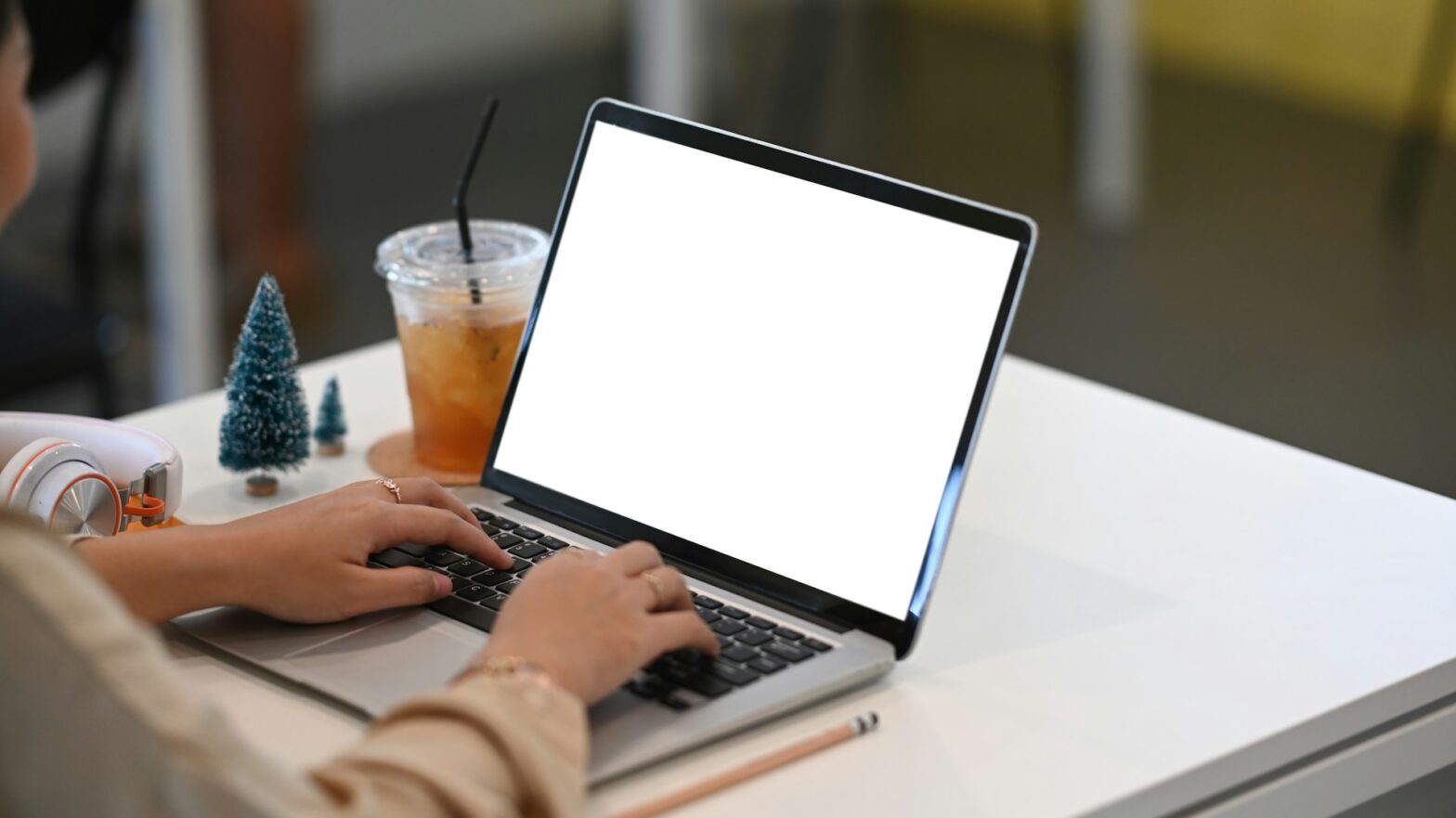 Person typing on a laptop