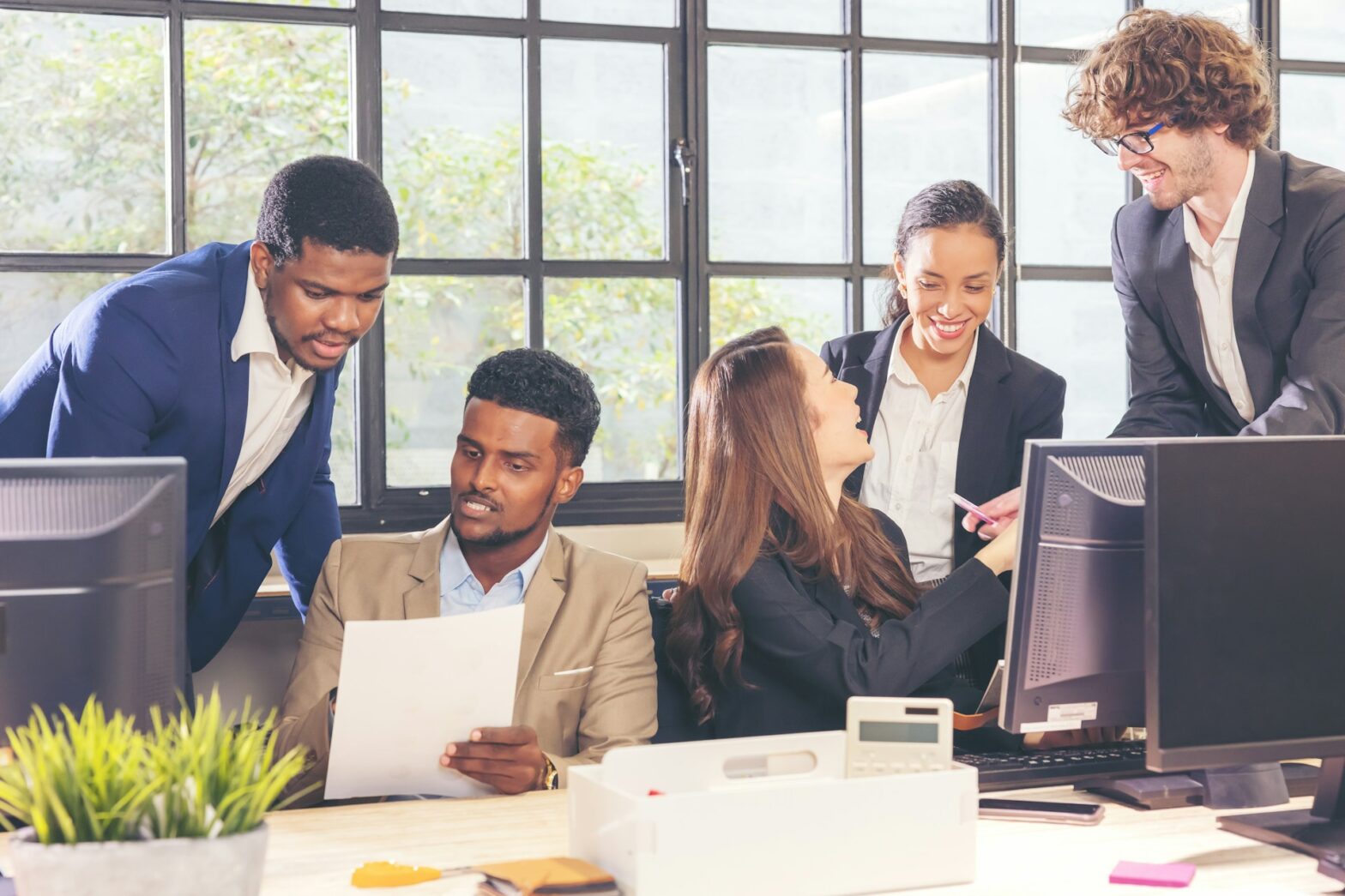Employees talking to each other